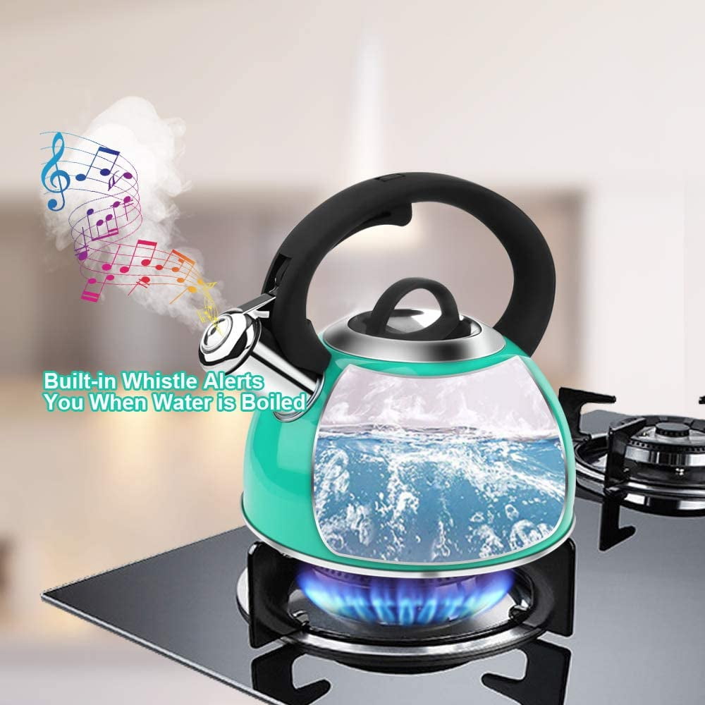 Great Choice Products Whistling Tea Kettle for Stove Top Enamel on Steel Teakettle, Design Teapot Water Kettle Cute Kitchen Accessories Tetera