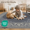 thumbnail image 4 of ODIKA 8'x10' Washable Area Rug Ornamental Faded Motifs Distressed Large Vintage Traditional Playful Expressive for King Size Bedroom Under Bed, Master Suite, Non-Shedding, Easy Care, 4 of 7