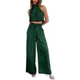thumbnail image 1 of Traje De Verano De 2 Piezas Señoras Cami Top Pantalones Ombligo Expuesto Sin Mangas Traje de Vacaciones (Verde S) Cgtredaw Para estrenar, 1 of 1
