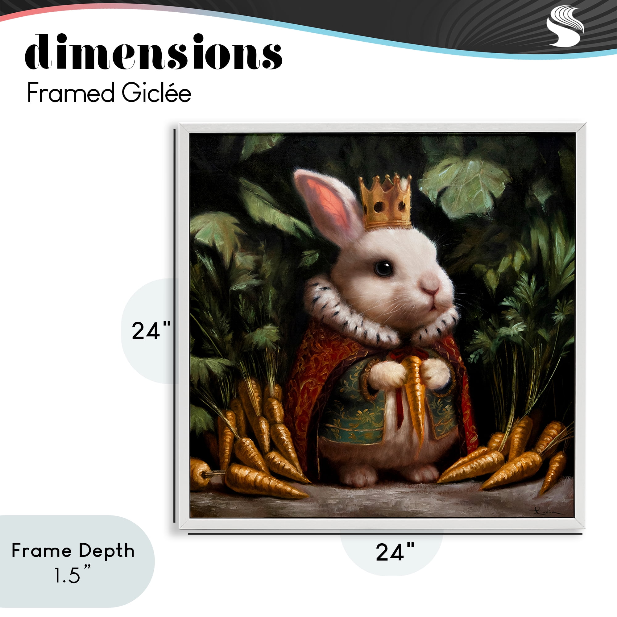Stupell Industries Carrot Gold Royal Rabbit White Framed Giclee Art, design by Lucia Heffernan