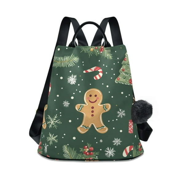 FORMRS Women's Travel Backpack Purse Anti-Theft Hidden Pockets Casual Shoulder Bag, Christmas Gingerbread