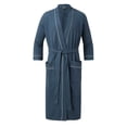 thumbnail image 1 of HBFAGFB Men's Bathrobes Simple Comfortable Pajamas Long Robe Home Clothing with Pockets Blue Size M, 1 of 4