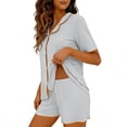 thumbnail image 4 of Naittoop Pajama for Women Set Short Sleeve Button Down Pajamas Sets Soft Lounge Sets for Women Sleepwear PJS, 4 of 5