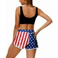 thumbnail image 3 of Women 4th of July Board Shorts Hawaiian Tropical Print Beach Swim Shorts with Pockets, 3 of 10