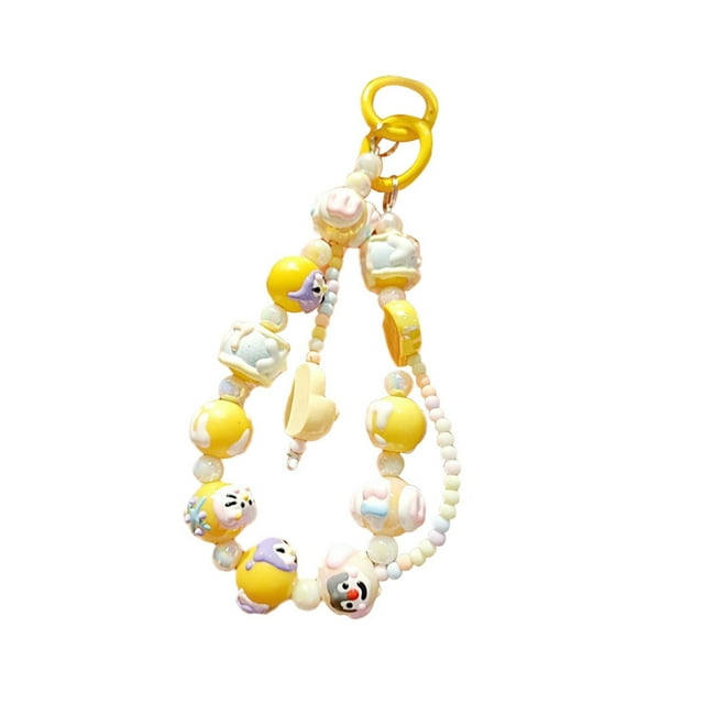 Llavero con cuentas, pulsera, llavero, pulsera, mochila, decoración, llavero de coche, abalorio decorativo, llavero, regalo de compromiso , AMARILLO