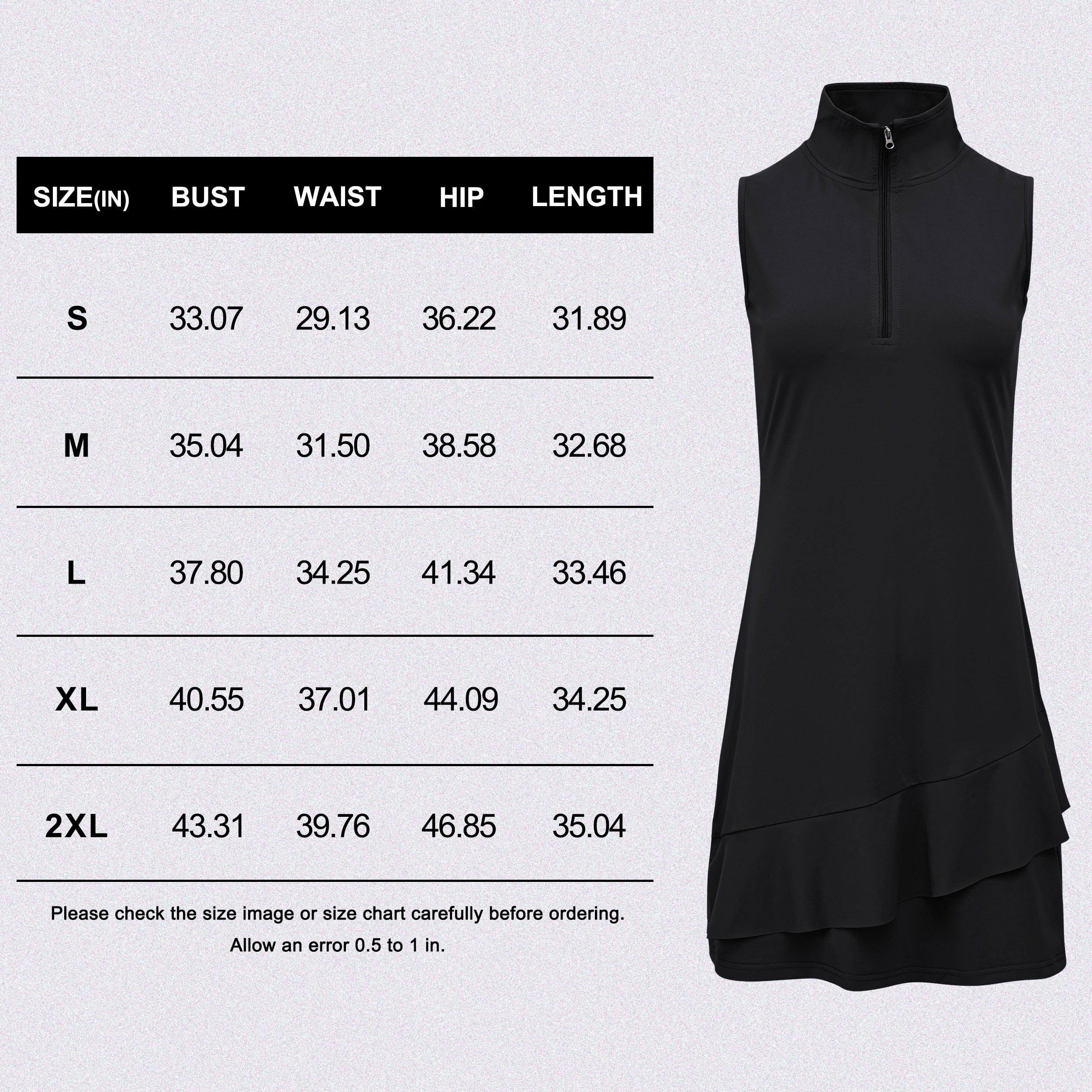 Tennis Dress for Women Golf Outfits with Shorts and Pockets Sleeveless Active Exercise Athletic Dresses for Women Black L