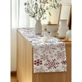 thumbnail image 5 of Table Runner 108 Inches Long for Kitchen Dining, Red White Snowflake Christmas Dresser Scarf Farmhouse, Dining Table Decorations for Wedding/Parties, Winter Xmas Snow Snowflakes 13 x 108 In, 5 of 9