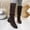 Coffee, variant on Women’s Fall Winter Suede Knee High Boots Belt Buckle Height Increasing Mid Block Heel Fashion Tall Boots Khaki 9.5(43)
