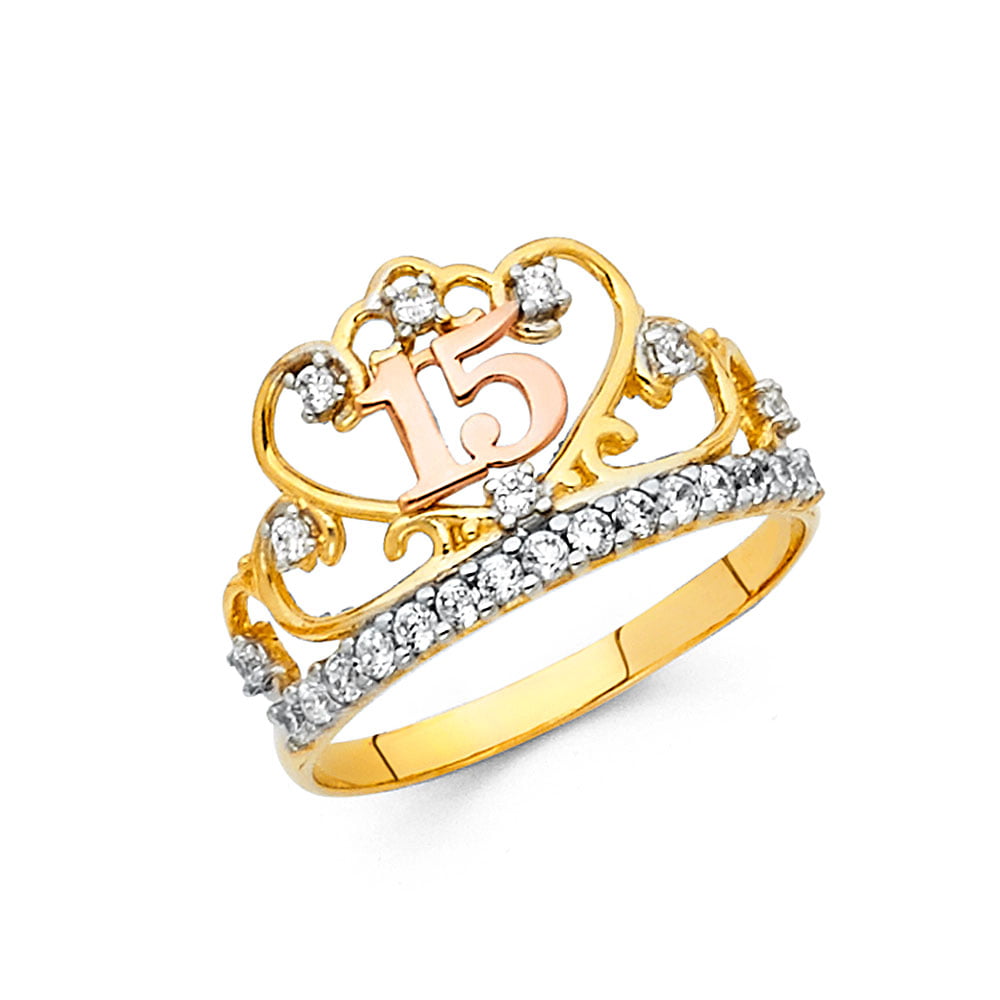 Jewels By Lux 14K Yellow White and Rose Three Color Gold Initial Letter RingP Size 5.5