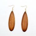 thumbnail image 1 of Xiao Hua Pendientes de madera para mujer, con forma de lágrima natural, geométricos, ligeros, con forma de círculo, de madera étnica, con tachuelas de acero inoxidable, color marrón., 1 of 2