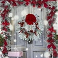 thumbnail image 5 of Lksixu Christmas Rattan Ornament, Christmas Decorations, 47.2 inch Frosted Branches Rattan with Red Berry and Bow, DIY Wreath for Front Door Stair Rail Decorations for Party Wedding Holiday, 5 of 5