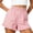 *531-Pink, variant on Cutuoiiu Women's High Waist Gingham Shorts Elastic Ruffled Waist with Ruffle Hem, Casual Summer Beach Shorts with Pockets