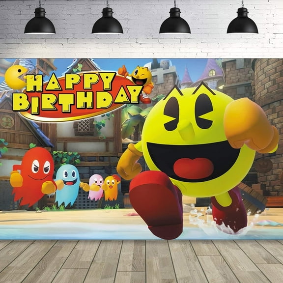 Eating Game Party Decorations，5 * 3 FT Eating Game Theme Happy Birthday Party Banner for Baby Shower Party Supplies Backdrop Decor