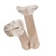 thumbnail image 3 of Calcetines hasta la rodilla para niña Calcetines largos con ribete de encaje con patrón de puntos de algodón suave para niños Caqui, 3 of 5