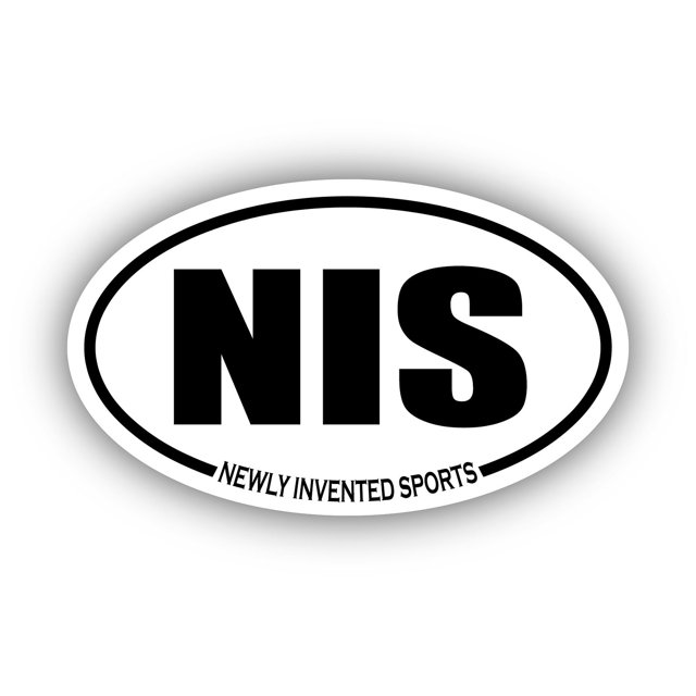 Newly Invented Sports NIS Oval Bumper Sticker 3M Vinyl Decal 3 in x 5