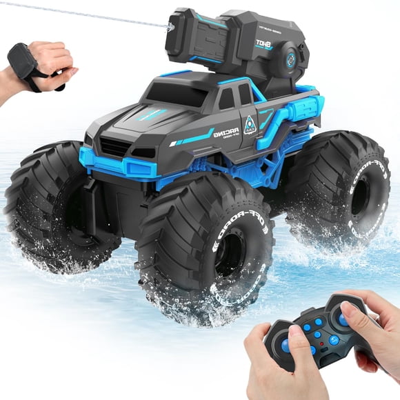 Coche RC BEZGAR 1:16 Monster Truck anfibio con pistola de agua 6-12