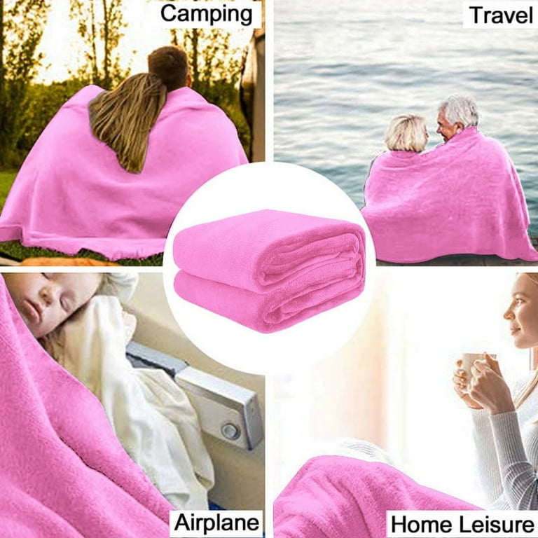 Throw Blanket for Sofa Bed Pink Fleece Blanket Queen Size Luxury Double Side Fuzzy Blanket 240GSM Warm Blanket 90x90 inches Walmart