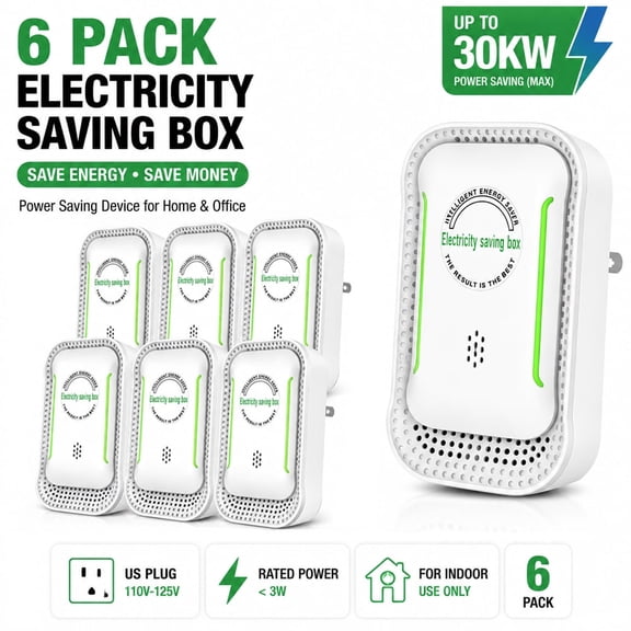 SH-RuiDu 6 Pack Electricity Saving Box, Power Saver Device for Household Office Use, Energy Saving Plug with 30KW US Plug
