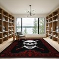 thumbnail image 2 of ODIKA 9'x12' Washable Area Rug Ghost Gothic Horror Skull Spooky Vintage Motif Border Halloween for Master Suite, California King, Under Bed, Non-Shedding, Easy Care, 2 of 7