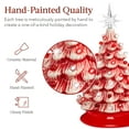 thumbnail image 3 of Best Choice Products 15in Ceramic Christmas Tree, Pre-lit Hand-Painted Holiday Decor w/ 64 Lights - Peppermint w/ Red & White Bulbs, 3 of 8