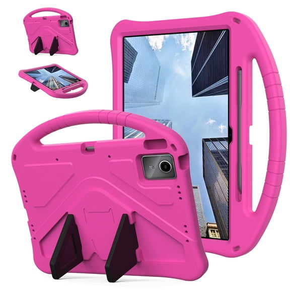 Dteck Case for Lenovo Idea Tab Plus 12.1 Inch 2025 (TB361FU), Shockproof EVA Kids Friendly Protective Cover with Adjustable Kickstand and Handle, Rose