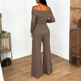 thumbnail image 5 of Huankd Womens Lounge Set 2 Piece off Shoulder Long Sleeve Matching Sets Coffee S, 5 of 5