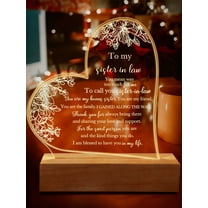 To My Sister in Law Acrylic Night Light, Marriage Gift for Bride, Sister Friendship Acrylic Heart Keepsake for Birthday Wedding Gift from Sister Brother In Law LED Night Light