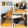 thumbnail image 3 of Large Feed Trough, Hanging or Screw-in Fence Feeder with Clips, 2 Pack 9 Quart Goat Feeder Supplies, Dog Horse Hog Pig Livestock Poultry Plastic Feeder Trough Bucket for Large Animal, Black, 3 of 7