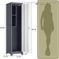thumbnail image 3 of Broom Closet Storage Cabinet,65" H Slim Tool Cabinets with Locking Door and 2 Shelves,Utility Cabinet with Hanging Rod and Hooks for Home Office,GreyWhite, 3 of 8