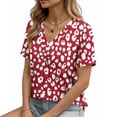 thumbnail image 4 of Uootdi Blouses for Women Dressy Casual Short Sleeve V Neck Floral Print Loose Fit Lightweight Summer Vacation Tops Gift, 4 of 8