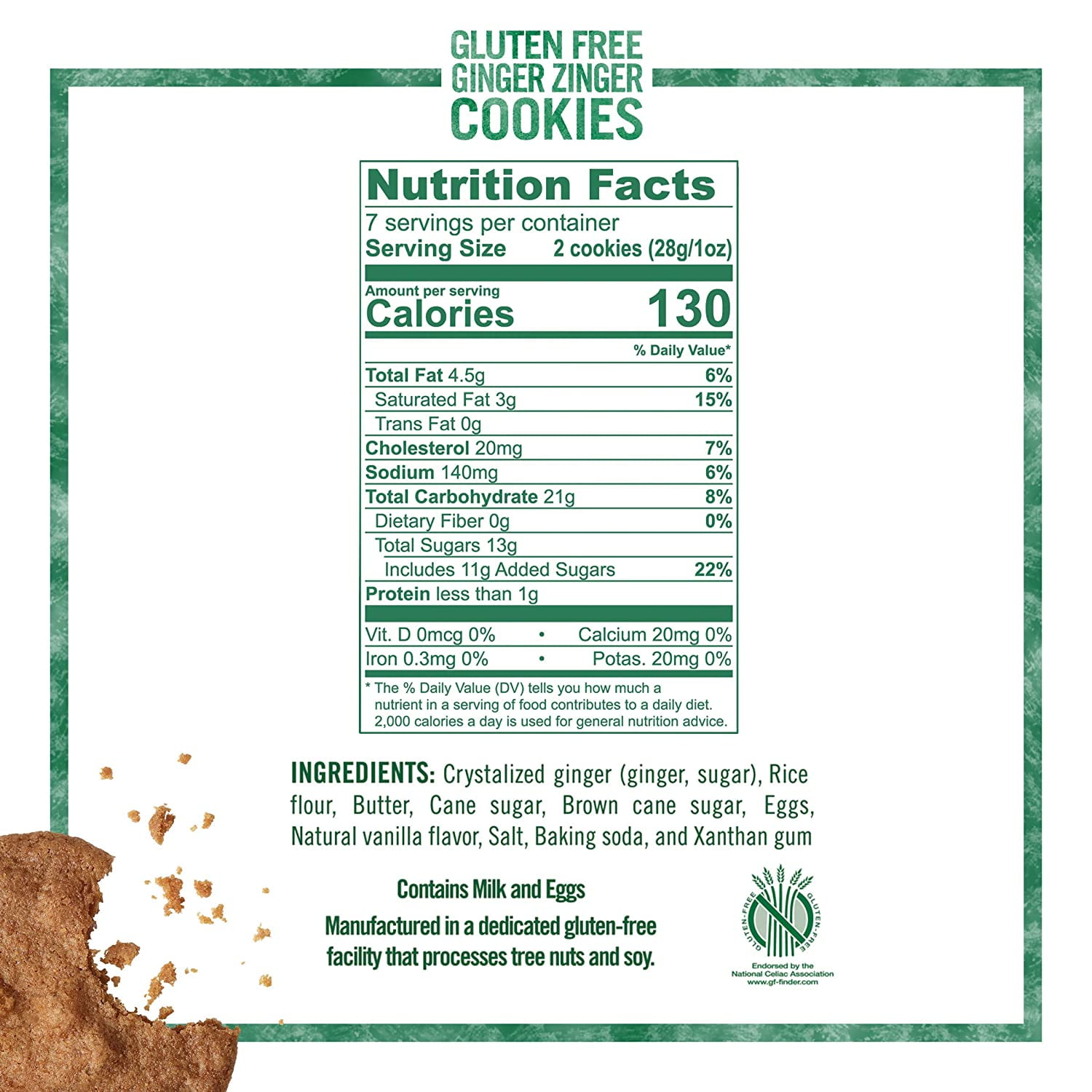 Tate's Bake Shop Gluten Free Cookies Ginger Zinger - 7 oz Pack of 3