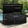 thumbnail image 4 of 120 Gallon Large Outdoor Storage Box with X-Shaped Front, Waterproof Resin Deck Box Cushion Storage Bench for Patio, Pool Supplies, Garden Tools - Lockable, Black, 4 of 6
