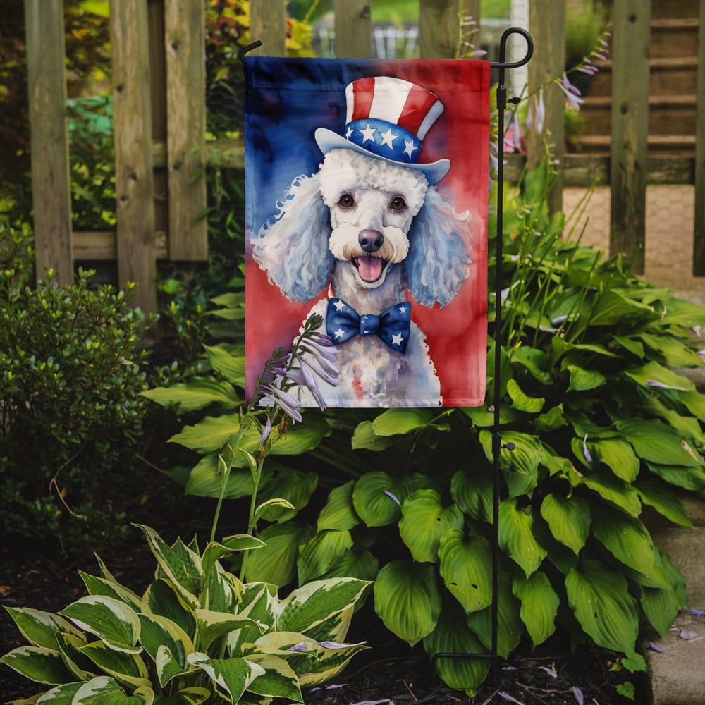 White Poodle Patriotic Garden Flag 11.25 in x 15.5 in