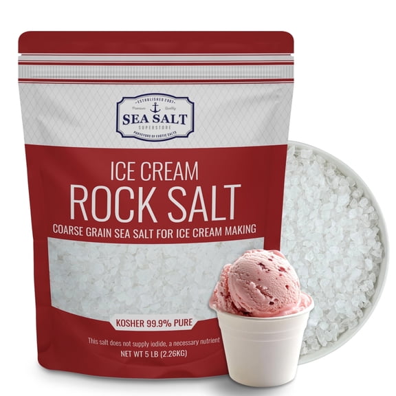 Rock Salt for Ice Cream Making, Universally Compatible Coarse and Non-Iodized Salt for All Ice Cream Maker, 5 lb Bag
