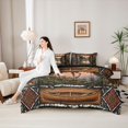 thumbnail image 4 of Castle Fairy Teens Animal Deer 7-Piece Twin Bedding,Boho Aztec Jungle Wildlife Bedding Comforter Set,Brown Red Green,Black Reversible, 4 of 7