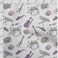thumbnail image 3 of Soimoi Instruments de Musique Imprimés, Tissu en Toile de Polyester, Tissu de Couture pour Déco au Mètre 56 Pouces de Large, Tissu Décoratif pour Rideaux Sacs Fourre-Tout, Blanc, 3 of 5