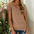 thumbnail image 1 of T-Shirt à Manches Courtes Col Rond Uni Doux pour Usage Quotidien Basique Décontracté T-Shirts pour Femmes, 1 of 4