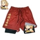 thumbnail image 1 of Anime Demon Slayer Gym Shorts hombres 2 en 1 malla transpirable hombre Casual Rengoku Shorts Fitness hombres culturismo pantalones cortos para correr, 1 of 1