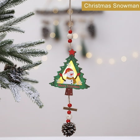 

Yaman Small Decorative Christmas Trees Christmas Decoration Wooden Luminous Pendant Christmas Tree Pendant Mall Window Home Scene Decoration wood