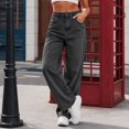 thumbnail image 5 of Straight Leg Jeans for Women High Waisted Stretchy Button Denim Pants，Womens High Rise Baggy Wide Leg Jeans，Casual Girlfriend Denim pants,Fashion Solid Pants, 5 of 6