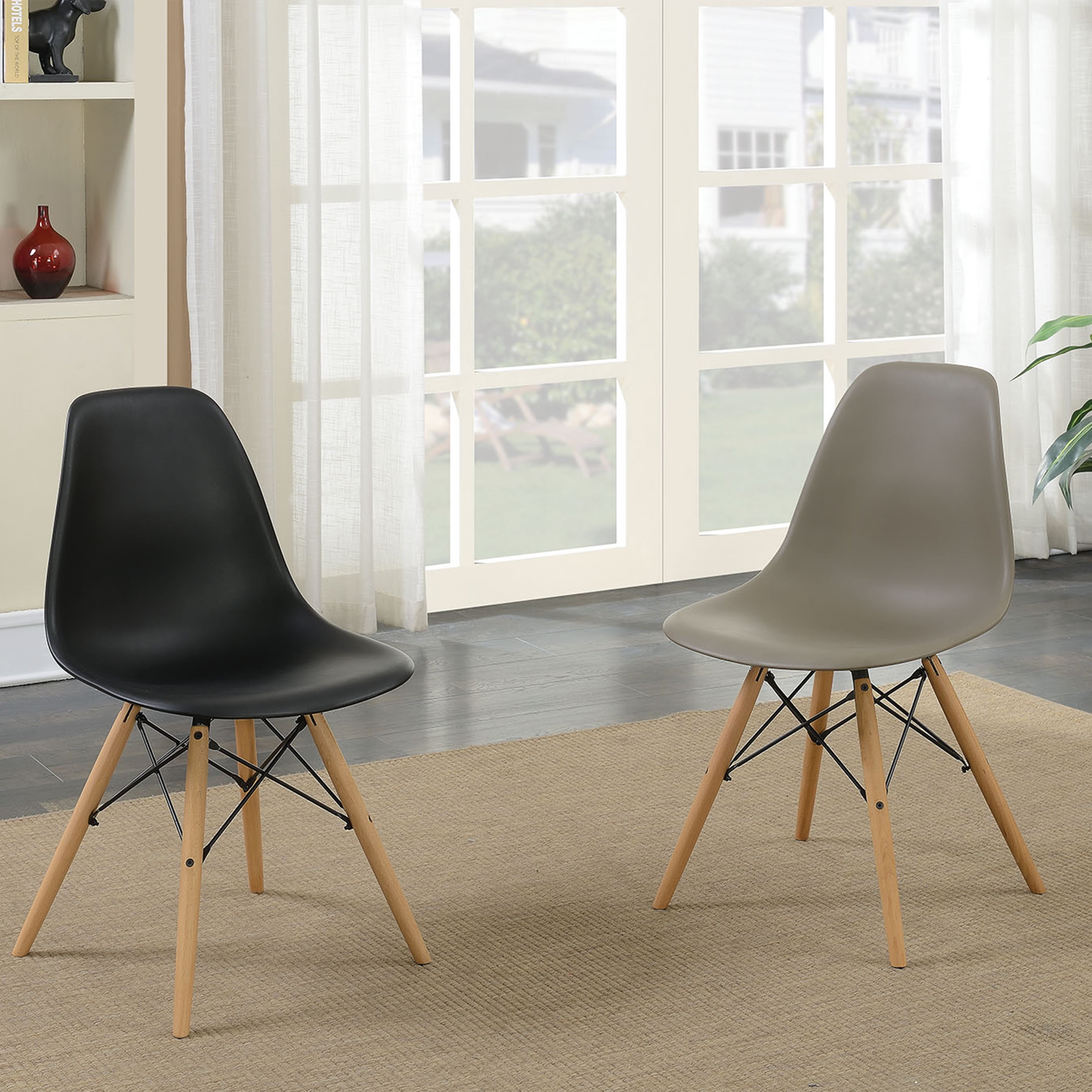 Furniture of America Shego II Modern Plastic Accent Chairs - Set of 2, Light Brown