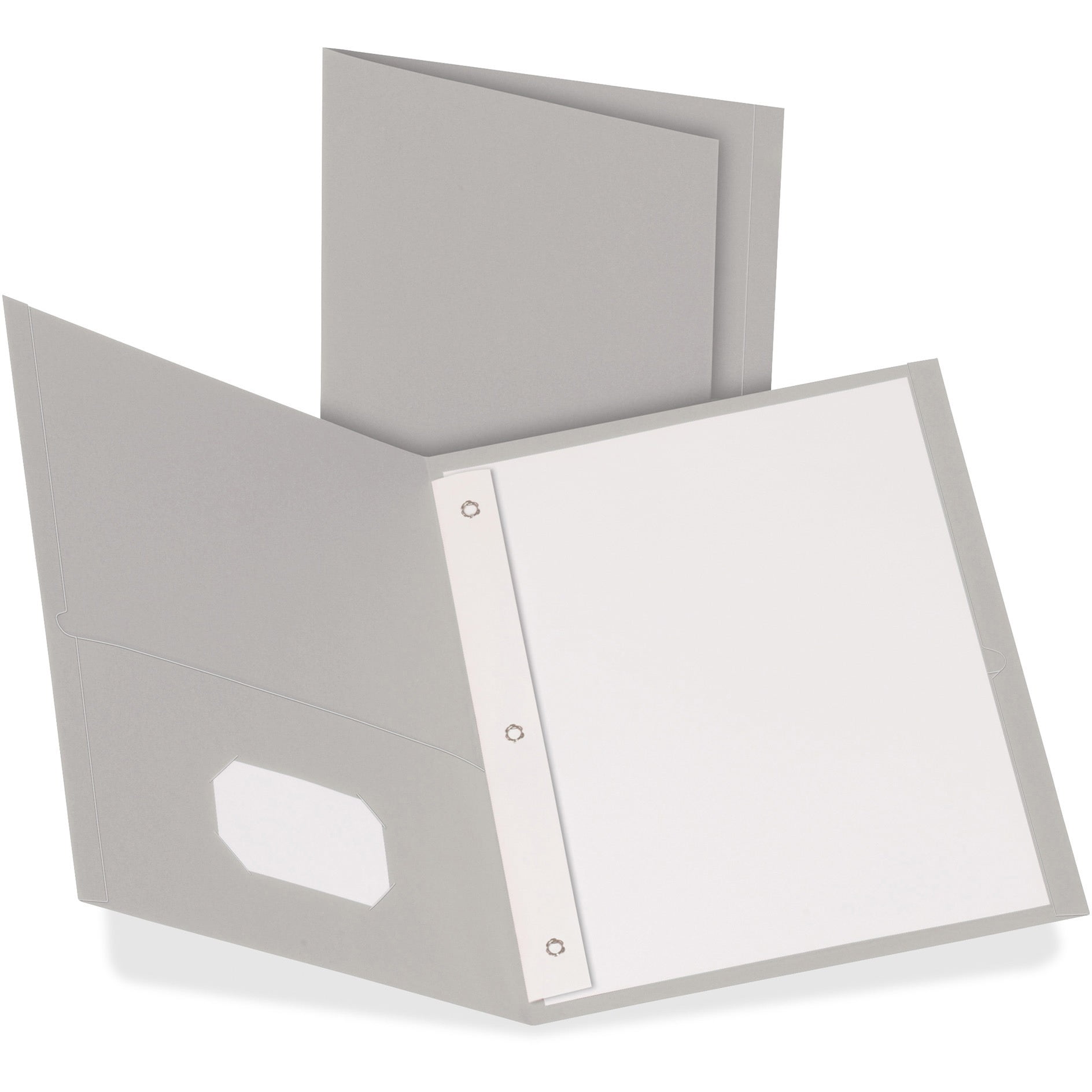 Oxford Twin Pocket 3hole Fastener Folders, Gray, 25 / Box (Quantity