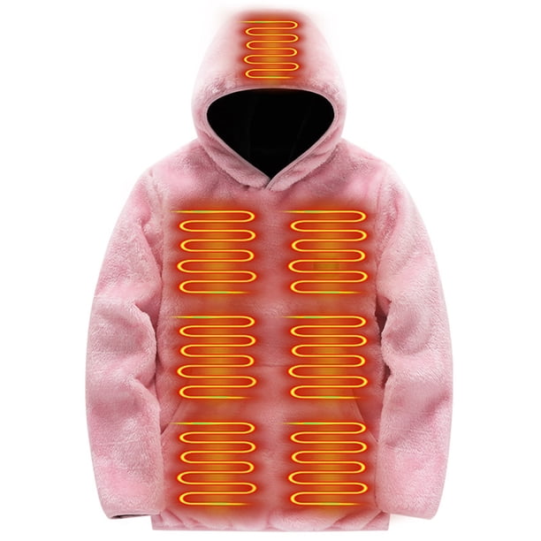 Nuevo Suéter Calentado Lana Coral Ropa Algodón Calentada Carga USB Chaqueta Cálida Temperatura Ropa Calefactora (rosa M)