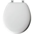 thumbnail image 3 of Mayfair Edgewater® Round Enameled Wood Toilet Seat in White Never Loosens Chrome Metal Hinge, 3 of 11