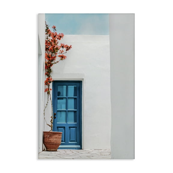 Stupell Industries Blue Villa Door Town & City Photography Gallery Wrapped Canvas Art Print Wall Art, 16 x 24