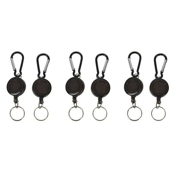 6 PCS BADGE REEL - RETRACTABLE YOYO SKI PASS ID CARD HOLDER KEY CHAIN Color:Black Amount:2Pcs