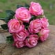 thumbnail image 4 of Ramo de flores de rosas artificiales boda nupcial tela de seda ramo de rosas falsas, rosa oscuro 11 cabezas Advancent HA6516-02B, 4 of 6