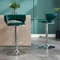 thumbnail image 4 of IVV Swivel Bar Stools Set of 2, 23.6"-32" Height-Adjustable Modern Bar Chairs with Velvet Woven Back and Chrome Metal Base, for Kitchen Island, Cafe, Bar Counter (Green), 4 of 10