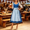 thumbnail image 5 of BRGZLK Women's German Dirndl Dress Trendy Novel Oktoberfest Costume Square Neck Lace Trim Bavarian Beer Carnival Halloween Outfit Blue S, 5 of 6