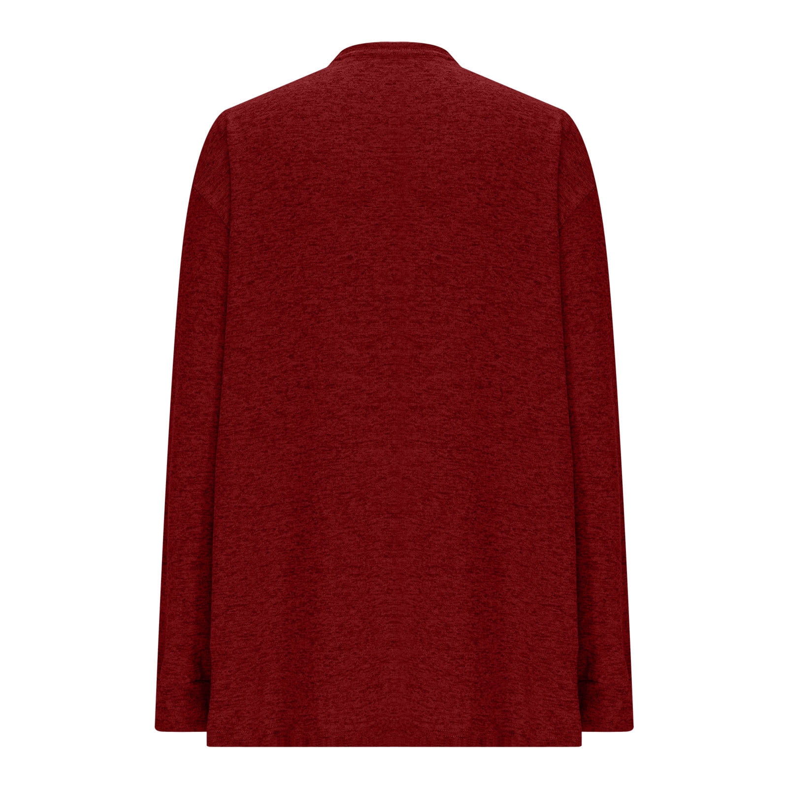 Hueook Cardigan Sweaters for Women Color Long Sleeve Casual Tops Blouse with Pocket Cardigan Red 4X